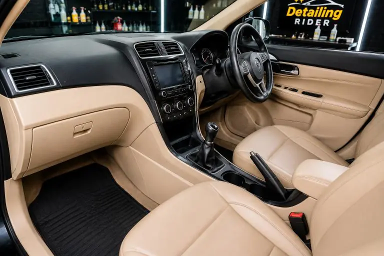 Clean beige car interior after a deep clean at the studio