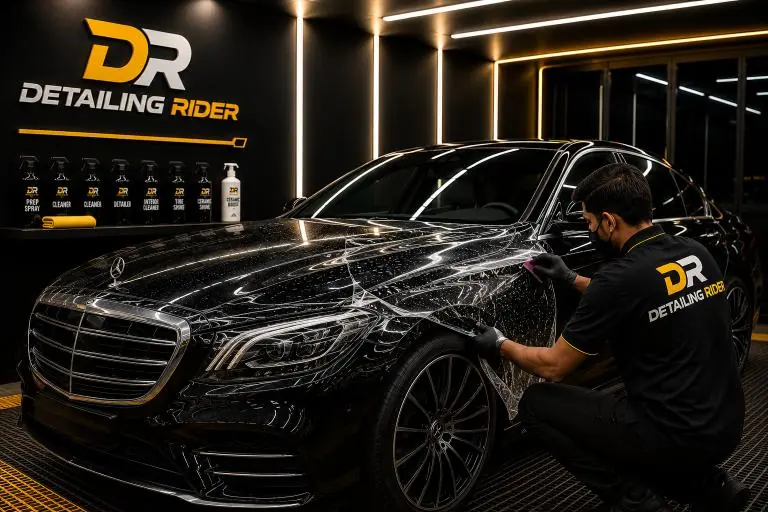 Car with paint protection film in the studio