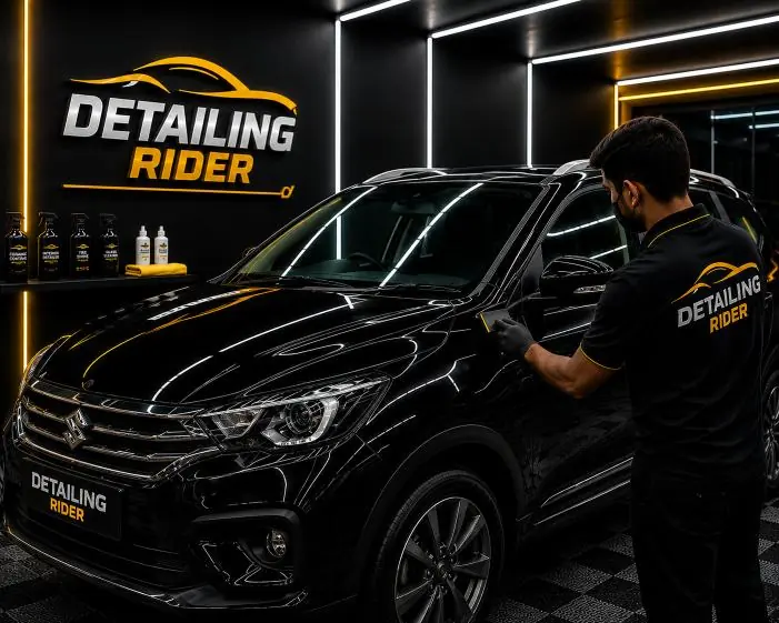 Light ceramic window film fitted on a black SUV