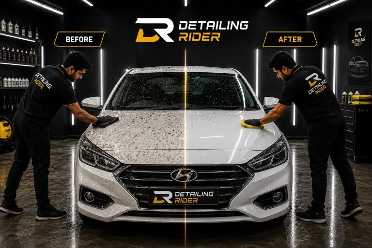 Hyundai paint before and after water spot removal