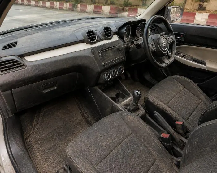 Before: Maruti interior before cleaning and after a deep clean