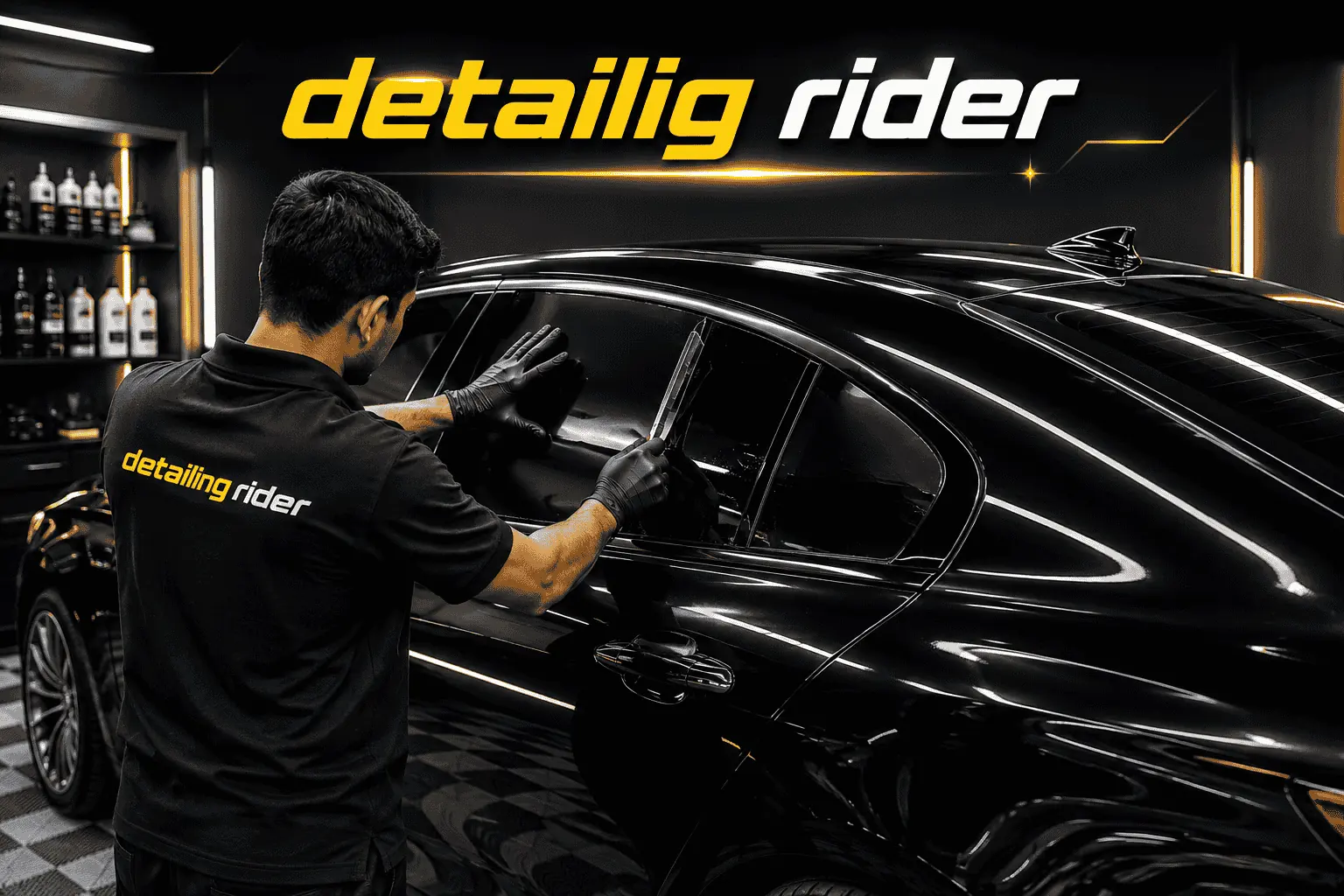 Window tint on a black sedan